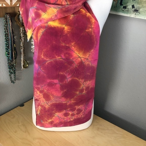 Handmade Tie Dye Silk Scarf - Dopamine - Picture 7 of 8